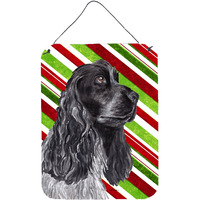 "Caroline's Treasures SC9610DS1216 Cocker Spaniel Candy Cane Christmas Aluminium Metal Wall or Door Hanging Prints, 16"" x 12"""