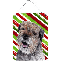"Caroline's Treasures Border Terrier Candy Cane Christmas Aluminium Metal Wall or Door Hanging Prints, 16"" x 12"""