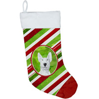 "Caroline's Treasures SC9618-CS Bull Terrier Candy Cane Christmas Stocking, 11 x 18"", Mulitcolor"