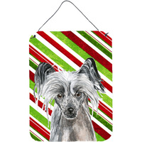 "Caroline's Treasures Chinese Crested Candy Cane Christmas Wall or Door Hanging Prints, 16"" x 12"""