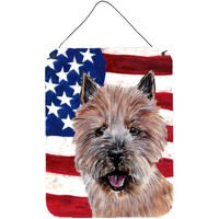 "Caroline's Treasures Norwich Terrier with American Flag Usa Wall or Door Hanging Prints, 16"" x 12"""