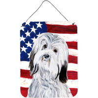 "Caroline's Treasures Havanese with American Flag Usa Wall or Door Hanging Prints, 16"" x 12"""
