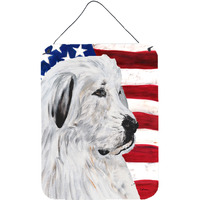 "Caroline's Treasures Great Pyrenees with American Flag Usa Wall or Door Hanging Prints, 16"" x 12"""