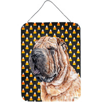 "Caroline's Treasures Shar Pei Candy Corn Halloween Wall or Door Hanging Prints, 16"" x 12"""
