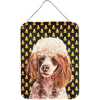 "Caroline's Treasures Red Miniature Poodle Candy Corn Halloween Wall or Door Hanging Prints, 16"" x 12"""