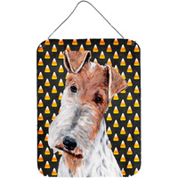 "Caroline's Treasures Wire Fox Terrier Candy Corn Halloween Wall or Door Hanging Prints, 16"" x 12"""