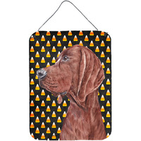 "Caroline's Treasures Redbone Coonhound Candy Corn Halloween Wall or Door Hanging Prints, 16"" x 12"""