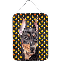 "Caroline's Treasures German Pinscher Candy Corn Halloween Wall or Door Hanging Prints, 16"" x 12"""