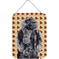 "Caroline's Treasures Black Standard Poodle Fall Leaves Wall or Door Hanging Prints, 16"" x 12"""