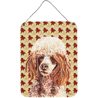 "Caroline's Treasures Red Miniature Poodle Fall Leaves Wall or Door Hanging Prints, 16"" x 12"""