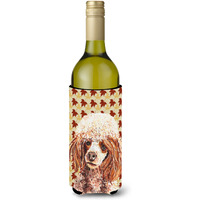 Red Miniature Poodle Fall Leaves Wine Bottle Beverage Insulator Hugger SC9675LITERK