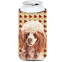 Red Miniature Poodle Fall Leaves Tall Boy Beverage Insulator Hugger SC9675TBC