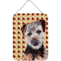 "Caroline's Treasures Norfolk Terrier Puppy Fall Leaves Wall or Door Hanging Prints, 16"" x 12"""