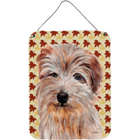 "Caroline's Treasures Norfolk Terrier Fall Leaves Wall or Door Hanging Prints, 16"" x 12"""