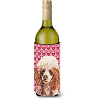 Red Miniature Poodle Hearts and Love Wine Bottle Beverage Insulator Hugger SC9699LITERK