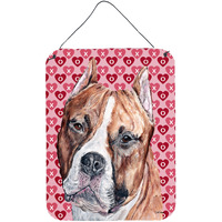 "Caroline's Treasures Staffordshire Bull Terrier Staffie Hearts and Love Door Hanging Prints wall-decor, 16"" x 12"", Multicolor"