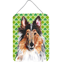 "Caroline's Treasures Collie Lucky Shamrock St. Patrick's Day Wall or Door Hanging Prints, 16"" x 12"""