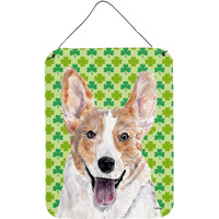 "Caroline's Treasures Cardigan Corgi Lucky Shamrock St. Patrick's Day Wall or Door Hanging Prints, 16"" x 12"""