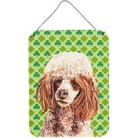 "Caroline's Treasures Red Miniature Poodle Lucky Shamrock St. Patrick's Day Wall or Door Hanging Prints, 16"" x 12"""