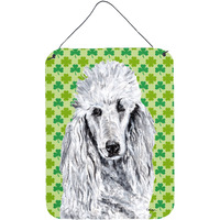 "Caroline's Treasures White Standard Poodle Lucky Shamrock St. Patrick's Day Wall or Door Hanging Prints, 16"" x 12"""