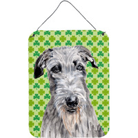 "Caroline's Treasures SC9730DS1216 Scottish Deerhound Lucky Shamrock St. Patrick's Day Wall or Door Hanging Prints, 16"" x 12"""
