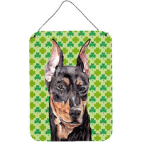 "Caroline's Treasures German Pinscher Lucky Shamrock St. Patrick's Day Wall or Door Hanging Prints, 16"" x 12"""