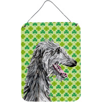 "Caroline's Treasures SC9741DS1216 Scottish Deerhound Lucky Shamrock St. Patrick's Day Wall or Door Hanging Prints, 16"" x 12"""