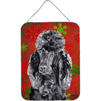 "Caroline's Treasures Black Standard Poodle Red Snowflakes Holiday Wall or Door Hanging Prints, 16"" x 12"""