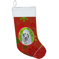 "Caroline's Treasures White Standard Poodle Red Snowflakes Holiday Christmas Stocking, 11 x 18"", Mulitcolor"