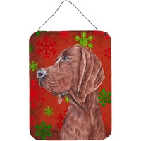 "Caroline's Treasures Redbone Coonhound Red Snowflakes Holiday Wall or Door Hanging Prints, 16"" x 12"""