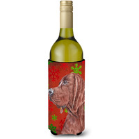 Redbone Coonhound Red Snowflakes Holiday Wine Bottle Beverage Insulator Hugger SC9755LITERK