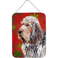 "Caroline's Treasures SC9756DS1216 Otterhound Red Snowflakes Holiday Wall or Door Hanging Prints, 16"" x 12"""