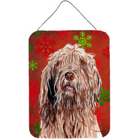"Caroline's Treasures SC9757DS1216 Otterhound Red Snowflakes Holiday Wall or Door Hanging Prints, 16"" x 12"""