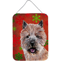 "Caroline's Treasures Norwich Terrier Red Snowflakes Holiday Wall or Door Hanging Prints, 16"" x 12"""