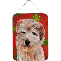 "Caroline's Treasures Norfolk Terrier Red Snowflakes Holiday Wall or Door Hanging Prints, 16"" x 12"""