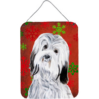 "Caroline's Treasures Havanese Red Snowflakes Holiday Wall or Door Hanging Prints, 16"" x 12"""