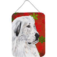 "Caroline's Treasures Great Pyrenees Red Snowflakes Holiday Wall or Door Hanging Prints, 16"" x 12"""