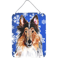 "Caroline's Treasures Collie Winter Snowflakes Wall or Door Hanging Prints, 16"" x 12"""
