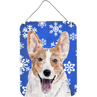 "Caroline's Treasures Cardigan Corgi Winter Snowflakes Wall or Door Hanging Prints, 16"" x 12"""