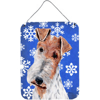 "Caroline's Treasures Wire Fox Terrier Winter Snowflakes Wall or Door Hanging Prints, 16"" x 12"""