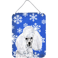 "Caroline's Treasures White Toy Poodle Winter Snowflakes Wall or Door Hanging Prints, 16"" x 12"""