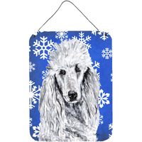 "Caroline's Treasures White Standard Poodle Winter Snowflakes Wall or Door Hanging Prints, 16"" x 12"""
