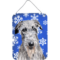 "Caroline's Treasures SC9778DS1216 Scottish Deerhound Winter Snowflakes Wall or Door Hanging Print, 16"" x 12"""