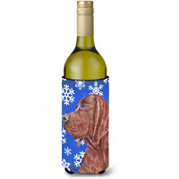 Redbone Coonhound Winter Snowflakes Wine Bottle Beverage Insulator Hugger SC9779LITERK