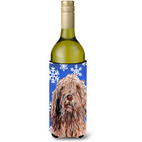 Otterhound Winter Snowflakes Wine Bottle Beverage Insulator Hugger SC9781LITERK