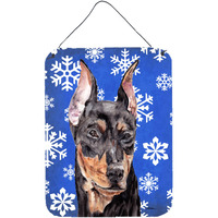 "Caroline's Treasures German Pinscher Winter Snowflakes Wall or Door Hanging Prints, 16"" x 12"""