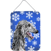"Caroline's Treasures SC9789DS1216 Scottish Deerhound Winter Snowflakes Wall or Door Hanging Prints, 16"" x 12"""
