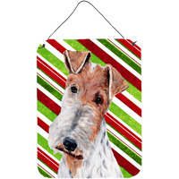 "Caroline's Treasures Wire Fox Terrier Candy Cane Christmas Wall or Door Hanging Prints, 16"" x 12"""