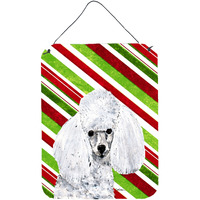 "Caroline's Treasures White Toy Poodle Candy Cane Christmas Wall or Door Hanging Prints, 16"" x 12"""