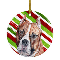 Staffordshire Bull Terrier Staffie Candy Cane Christmas Ceramic Ornament SC9800CO1